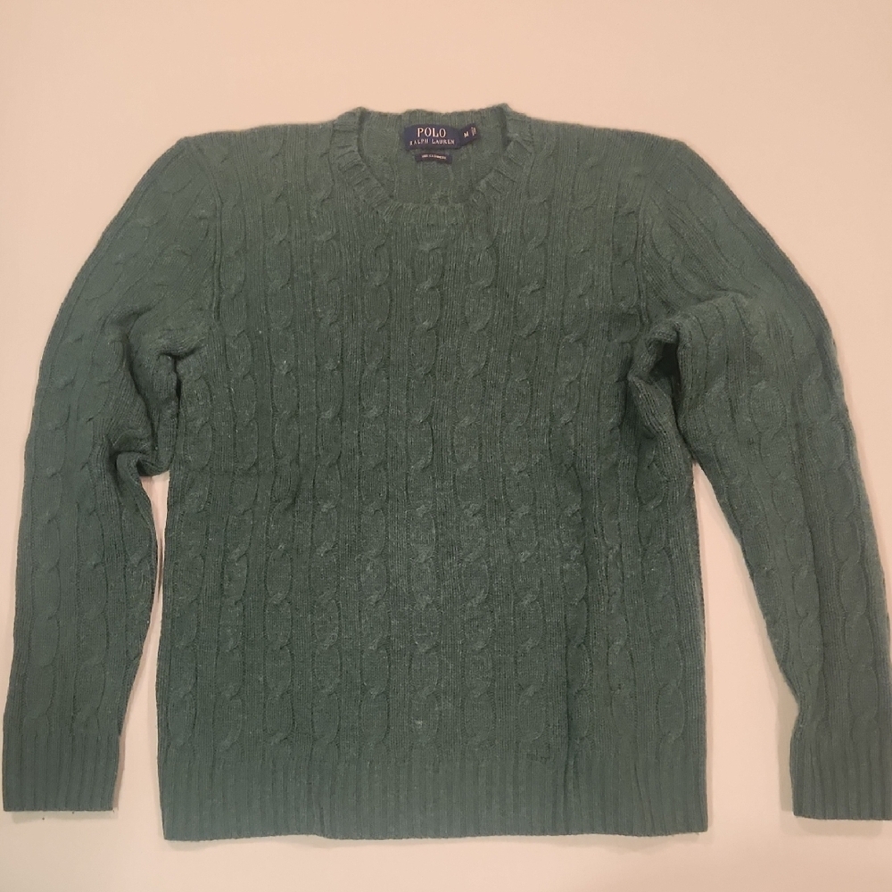 Polo by Ralph Lauren Green Cashmere Cable Knit Sweater